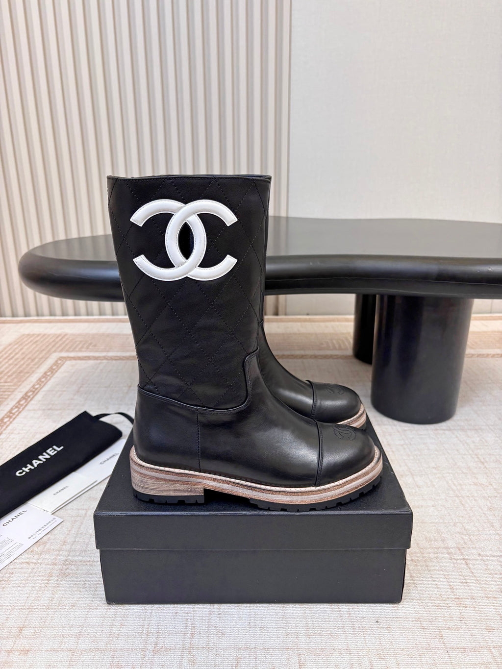 26 AW Quilted Logo Mid-Calf Boot