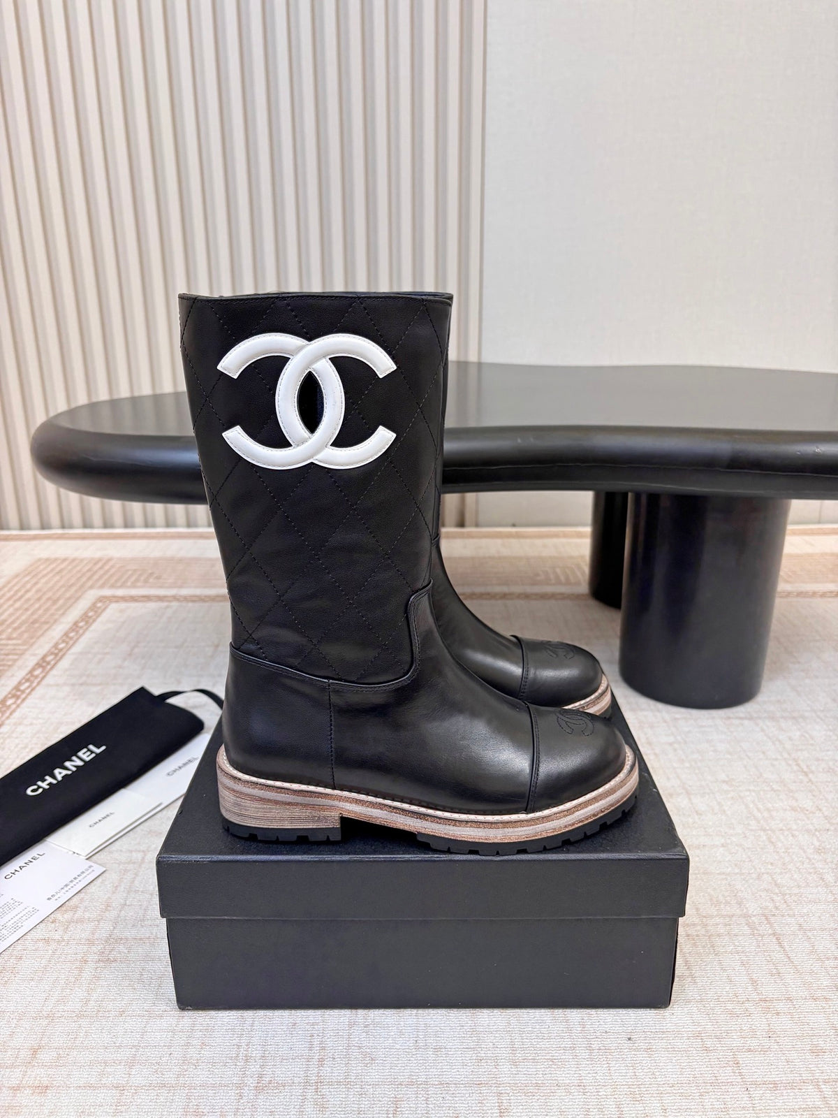 26 AW Quilted Logo Mid-Calf Boot