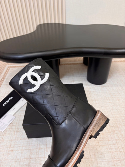 26 AW Quilted Logo Mid-Calf Boot