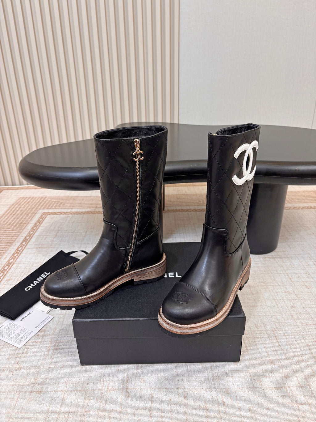 26 AW Quilted Logo Mid-Calf Boot