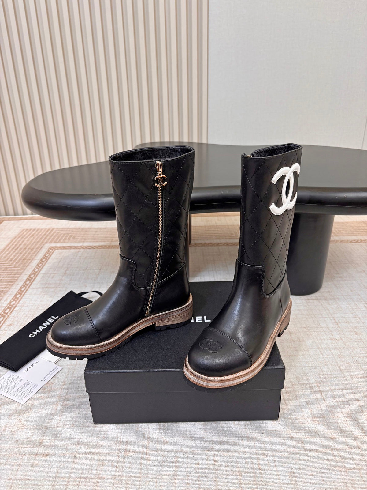 26 AW Quilted Logo Mid-Calf Boot