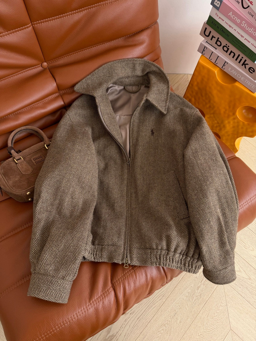 26 AW Pony Embroidered Herringbone Wool Jacket