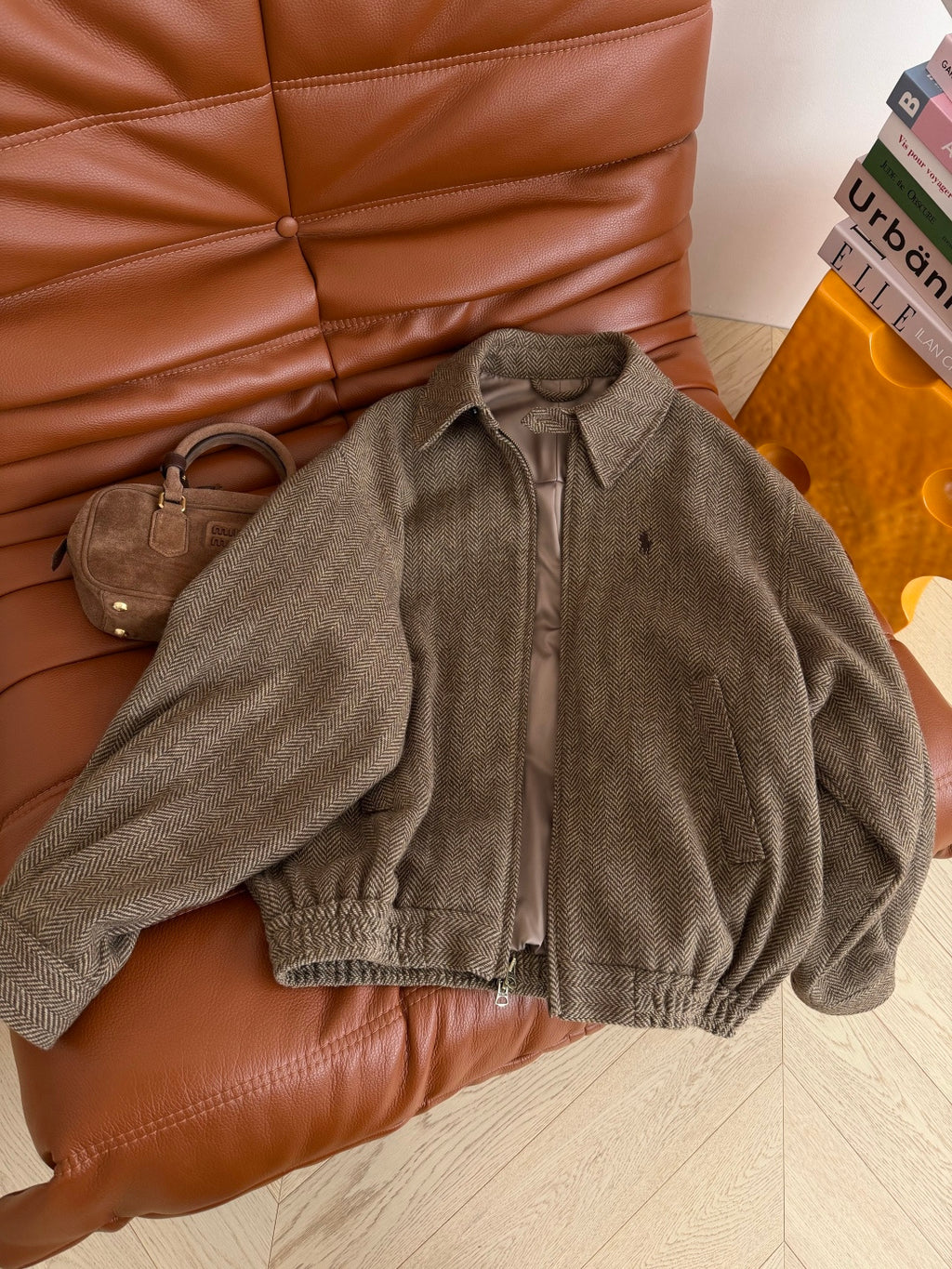 26 AW Pony Embroidered Herringbone Wool Jacket