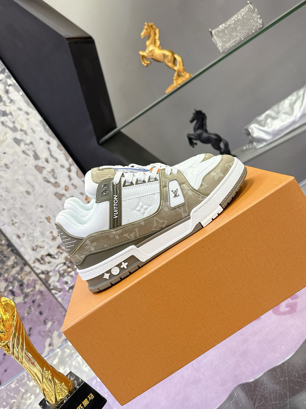 👟 Maxi Leather & Denim Sneakers