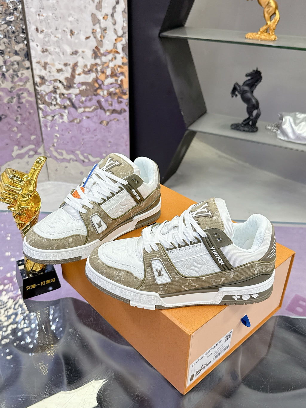 👟 Maxi Leather & Denim Sneakers