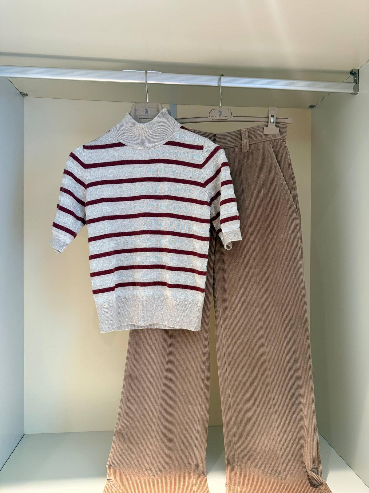 Striped Mock-Neck Knit Top
