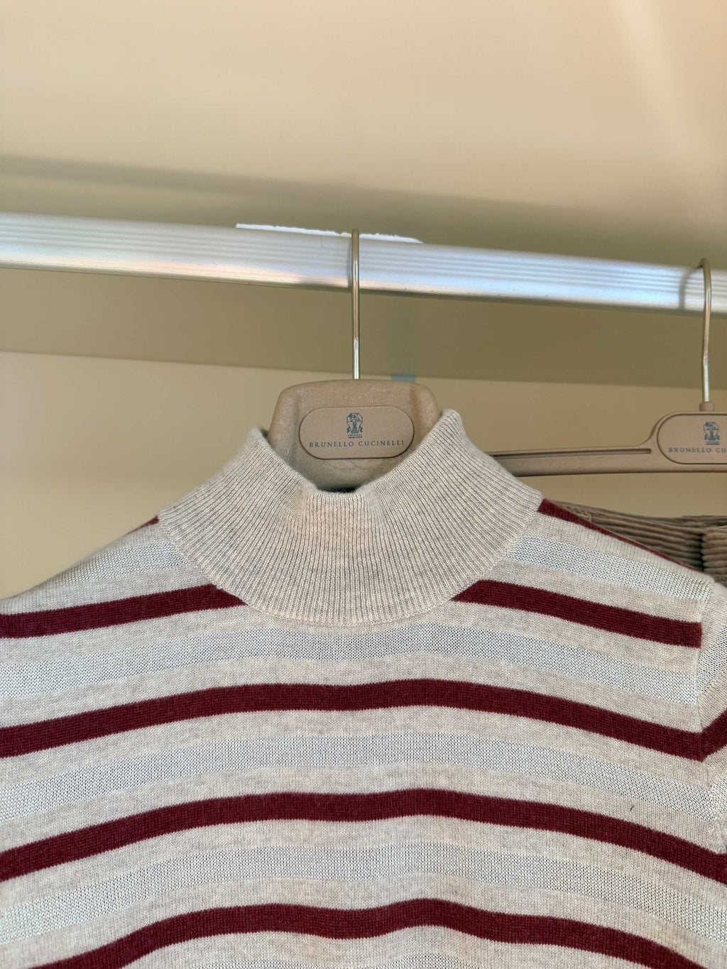 Striped Mock-Neck Knit Top