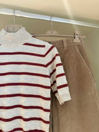 Striped Mock-Neck Knit Top