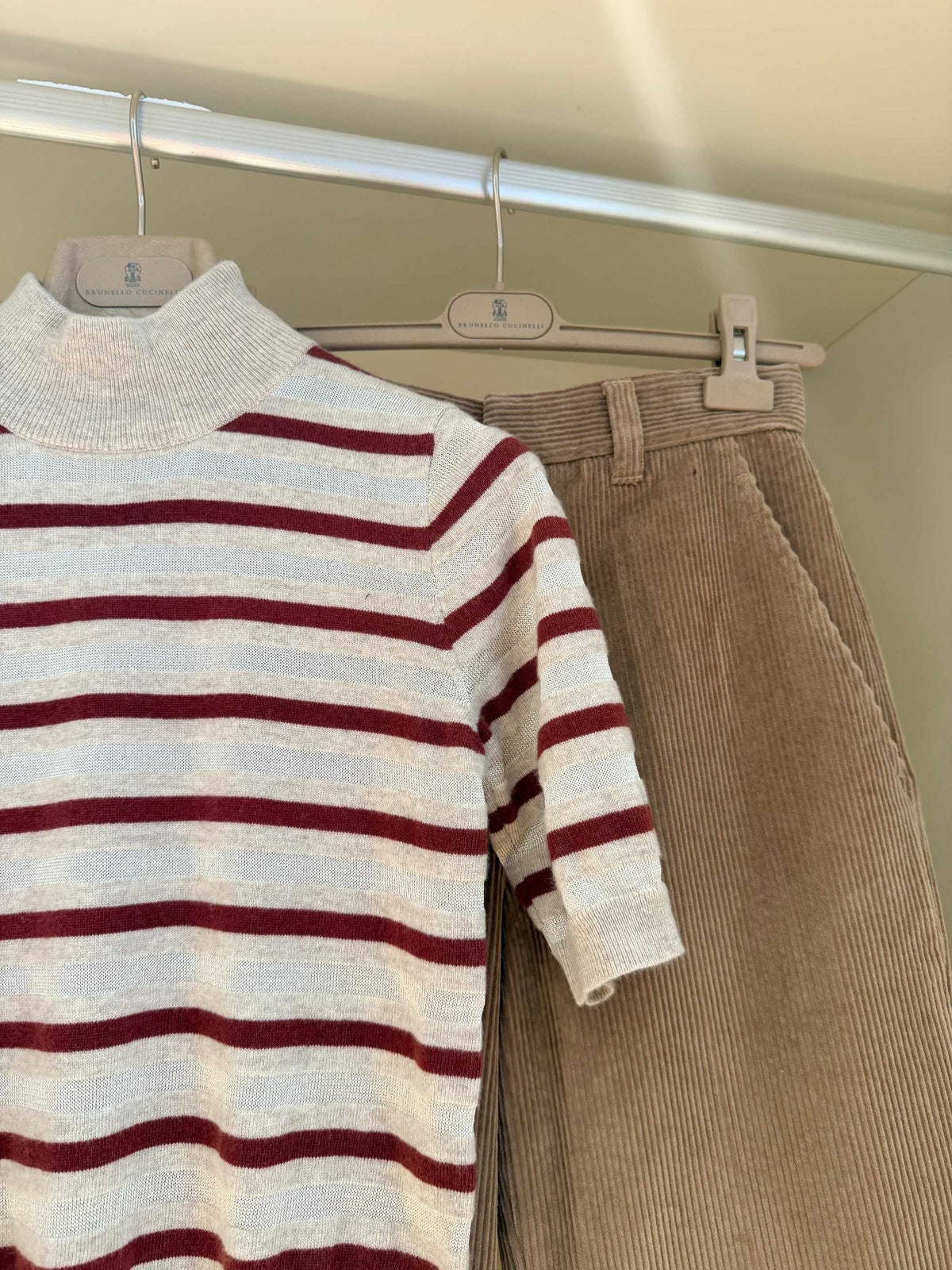 Striped Mock-Neck Knit Top