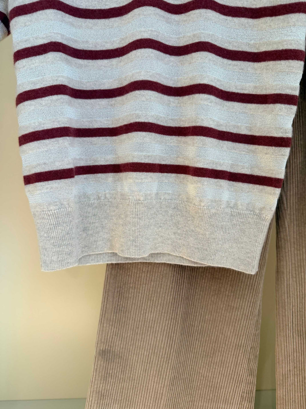 Striped Mock-Neck Knit Top