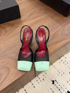 Square-Toe Slingback Mary Jane Heeled Sandals