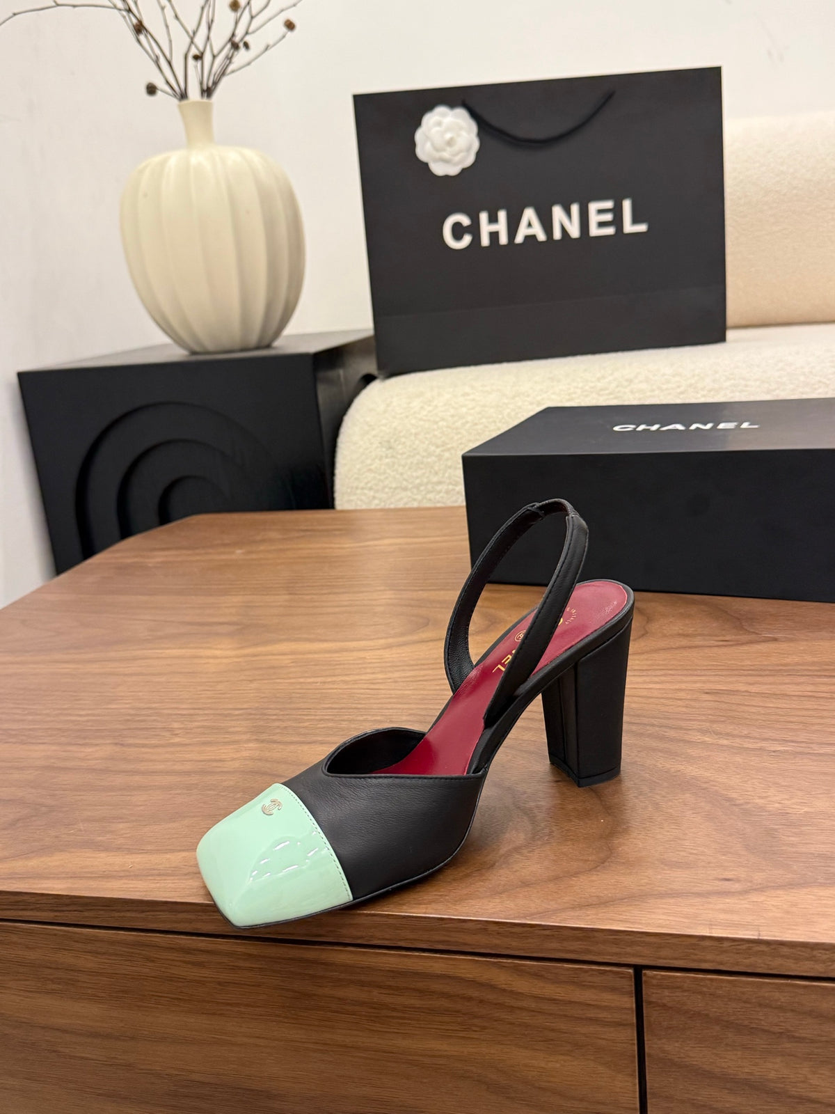 Square-Toe Slingback Mary Jane Heeled Sandals