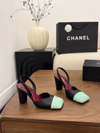 Square-Toe Slingback Mary Jane Heeled Sandals