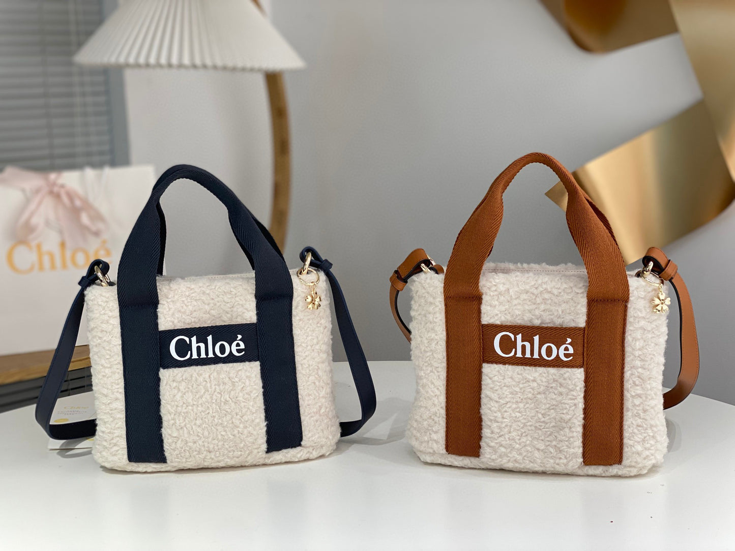 Ch*l*o*e : Furry wooden tote bag