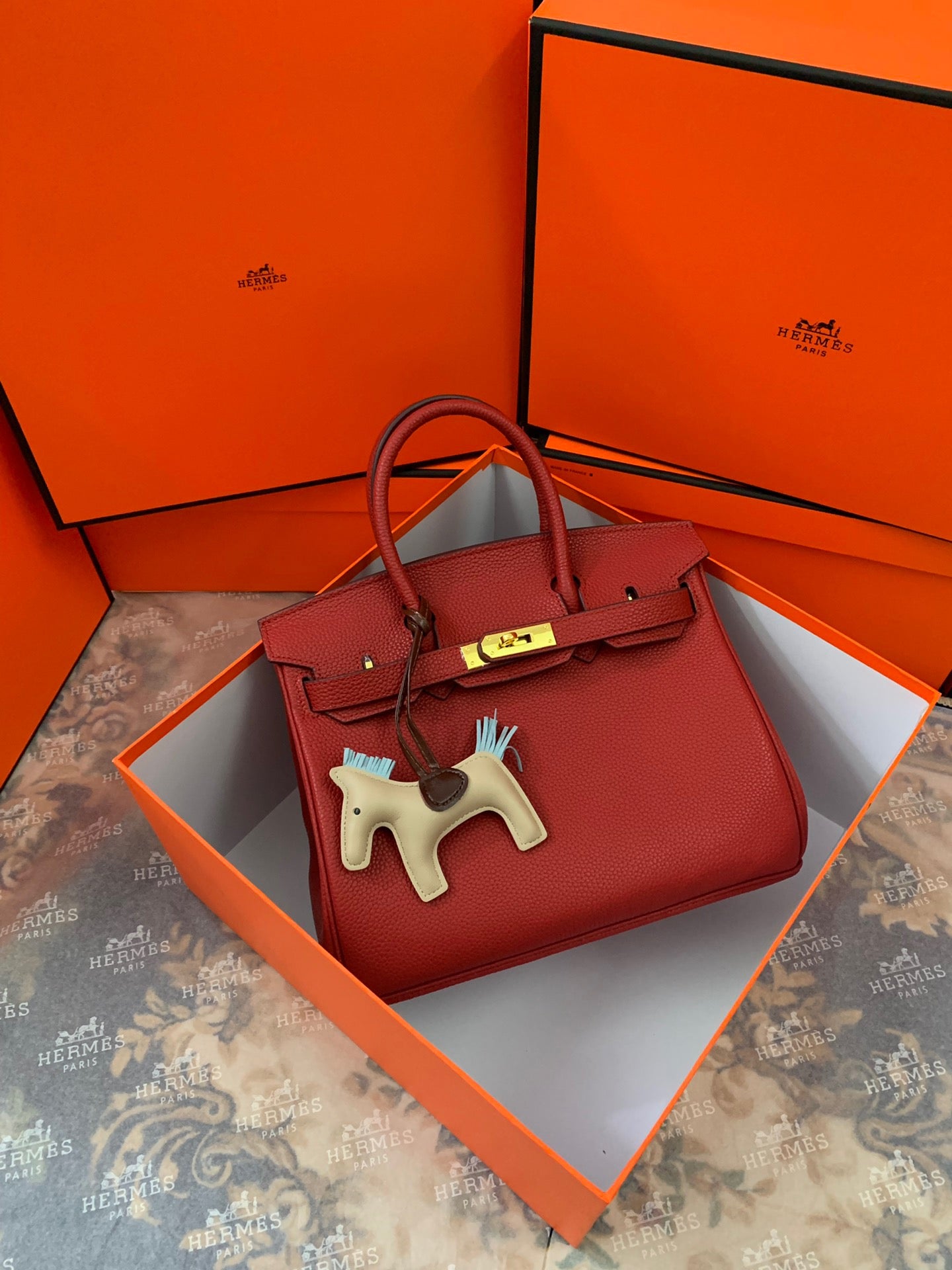 Birkin Platinum Color-Blocked Women's Bag from the Exclusive TOGO Series