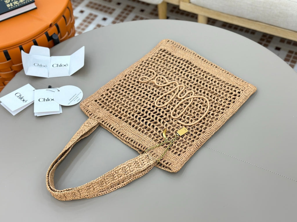 Handwoven Raffia &  Calfskin Tote (Premium Quality)