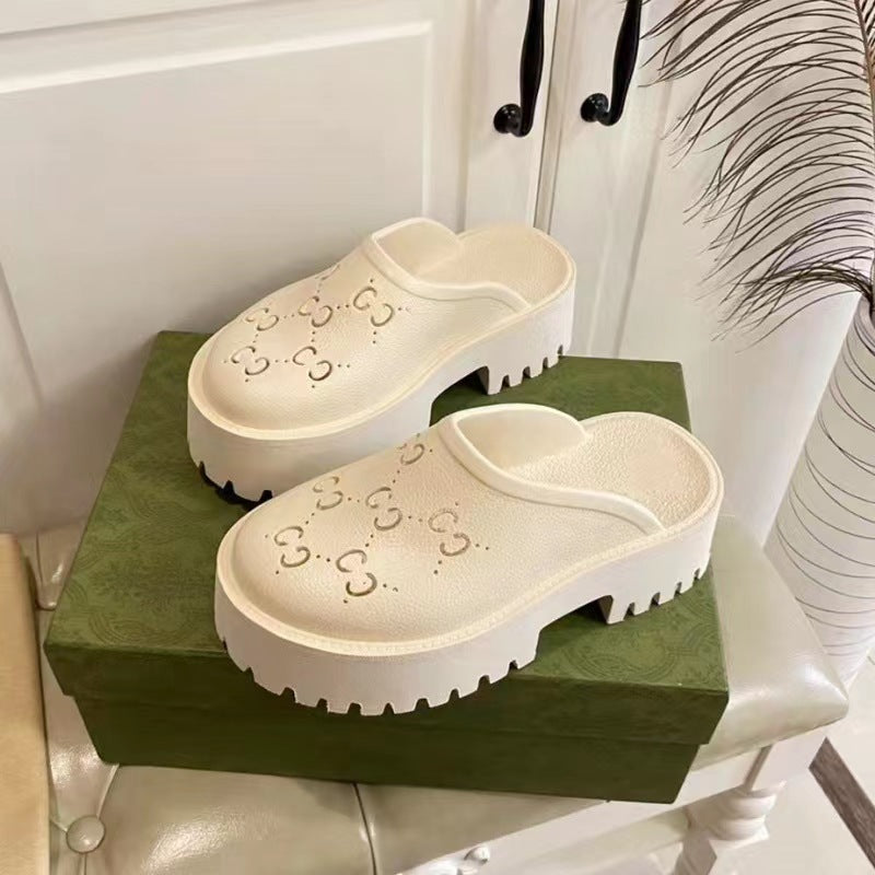 Monogram Cut-Out Rubber Sandals