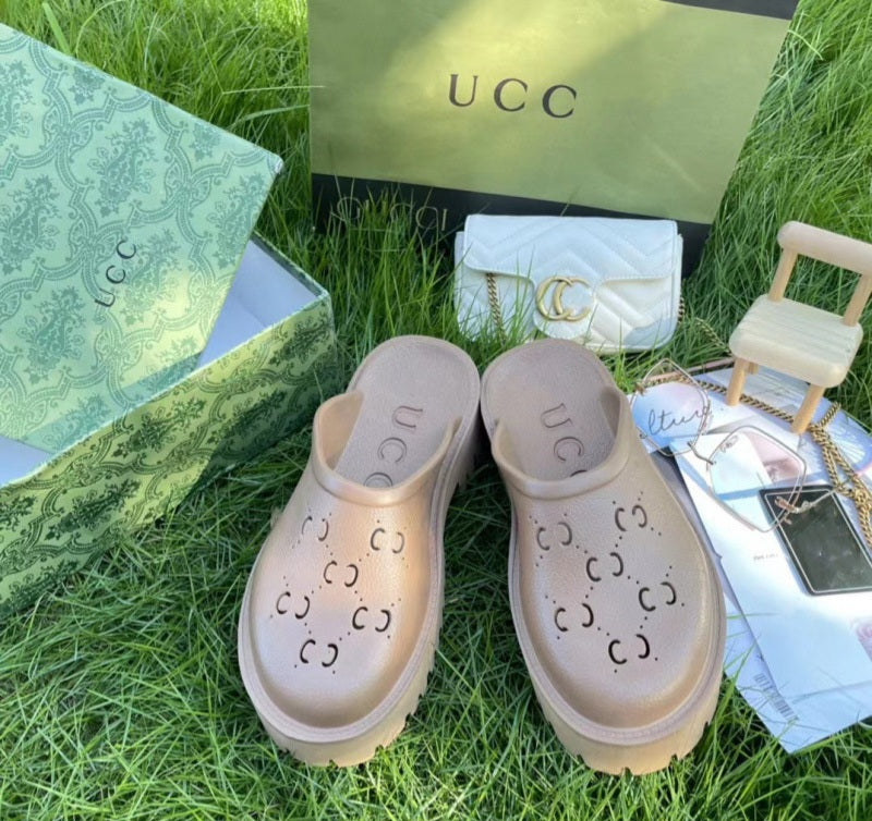 Monogram Cut-Out Rubber Sandals