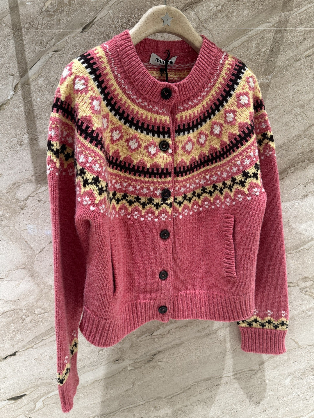 Fair Isle Jacquard Knit Cardigan