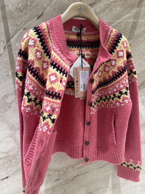 Fair Isle Jacquard Knit Cardigan