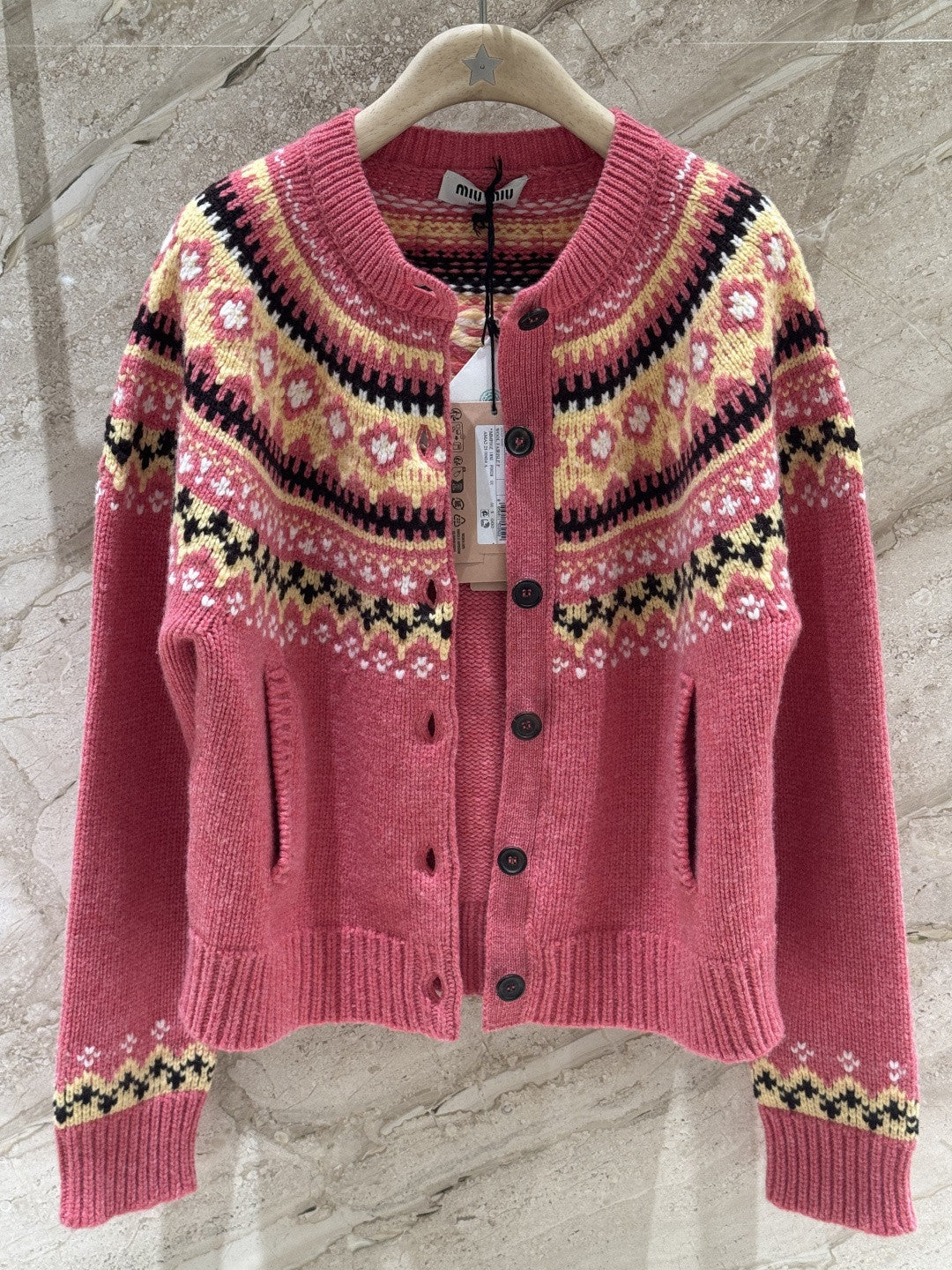 Fair Isle Jacquard Knit Cardigan