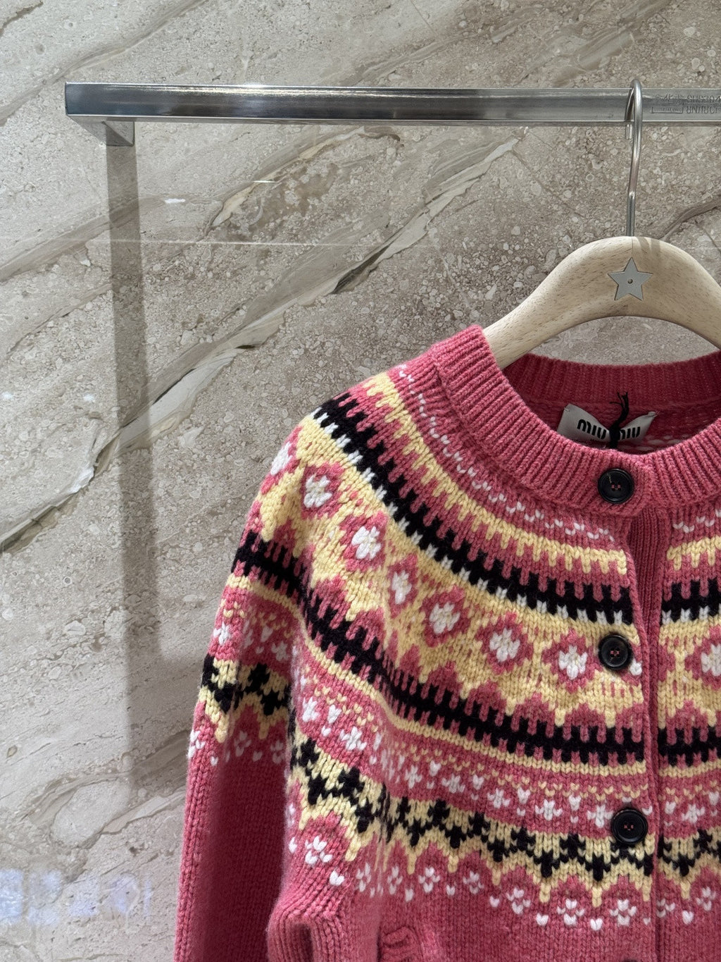 Fair Isle Jacquard Knit Cardigan