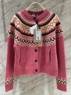 Fair Isle Jacquard Knit Cardigan