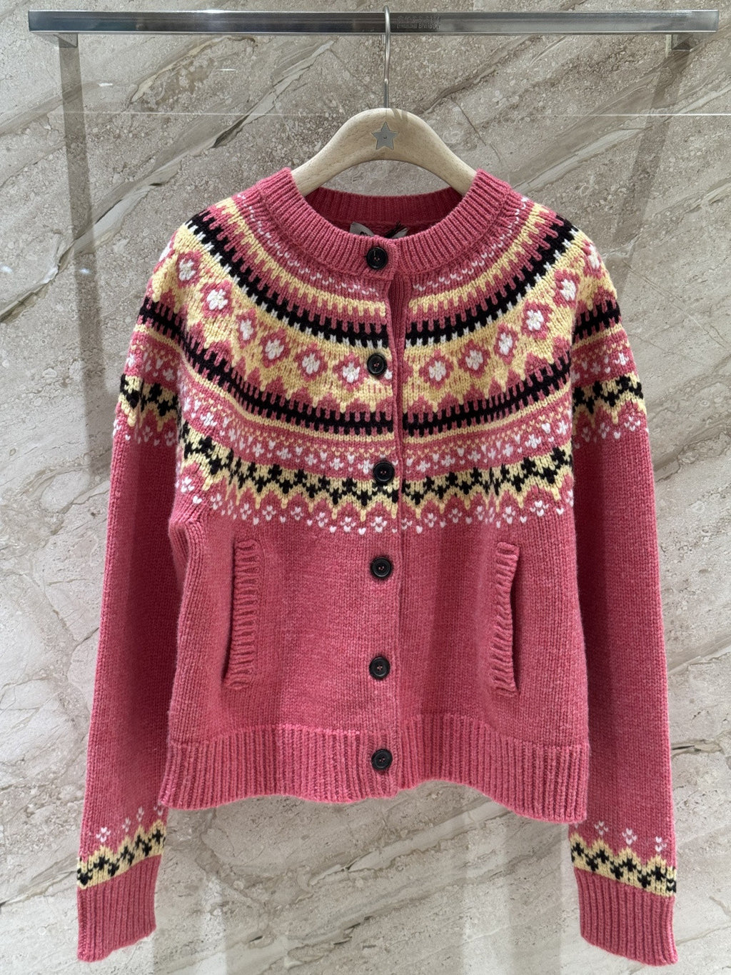 Fair Isle Jacquard Knit Cardigan