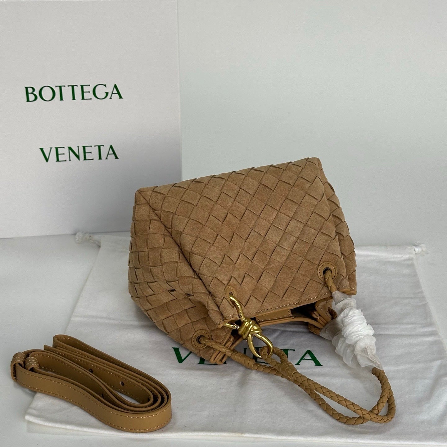 Soft Suede Parachute-Style Woven Bag