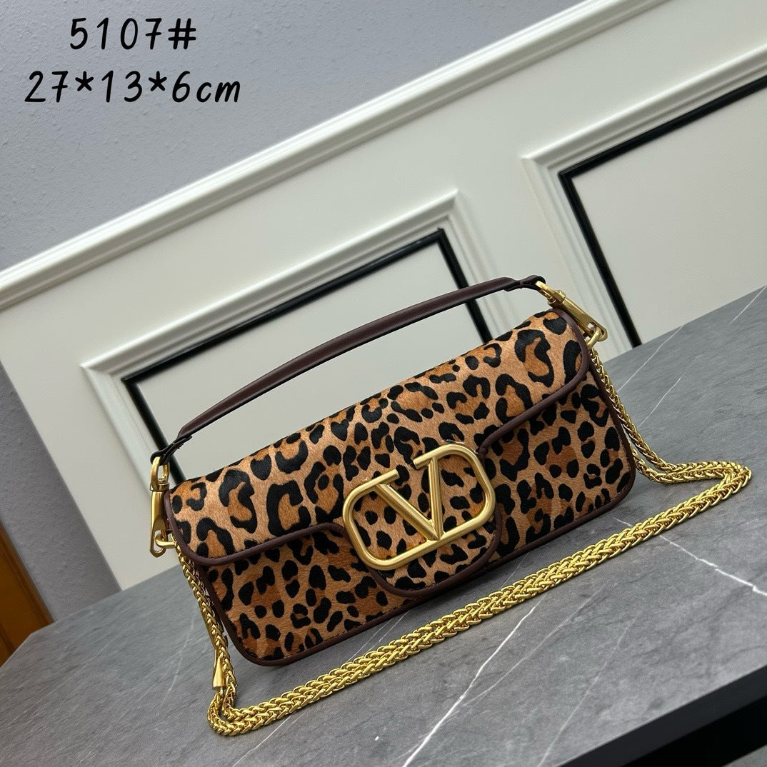 Leopard Print Logo Loco Calfskin Bag