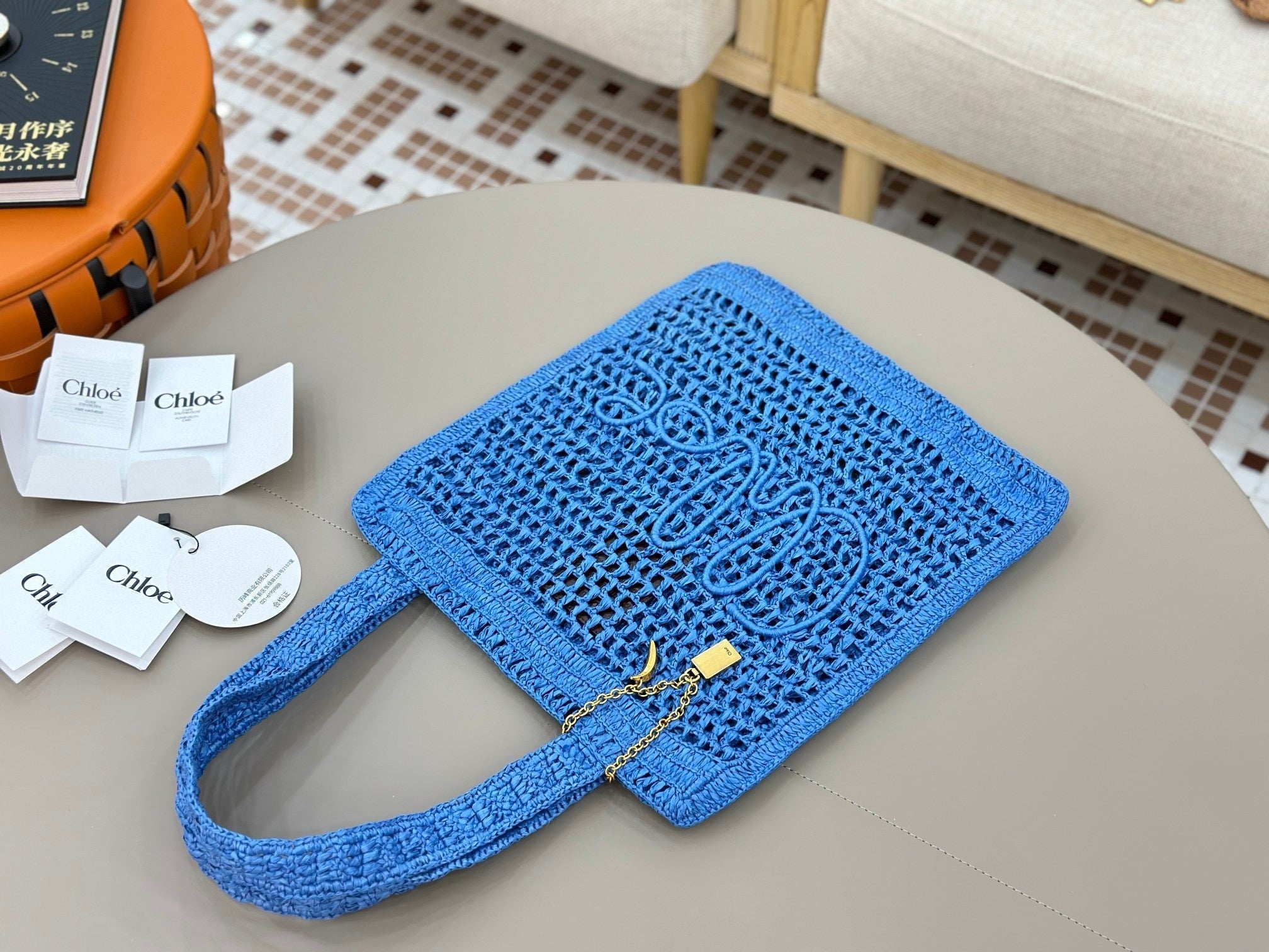 Handwoven Raffia &  Calfskin Tote (Premium Quality)
