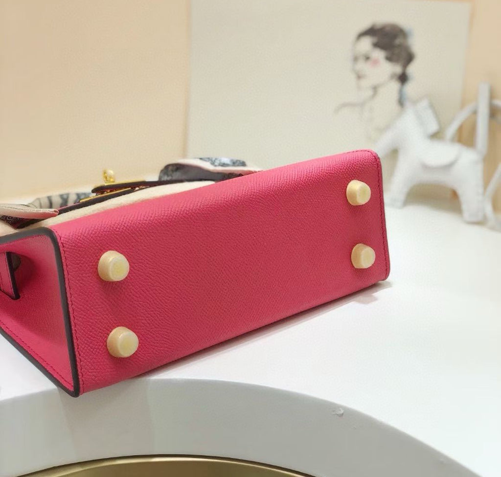 Kelly Palm-Grain Leather Structured Handbag