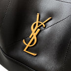 Elegant Black Lambskin Shoulder Tote