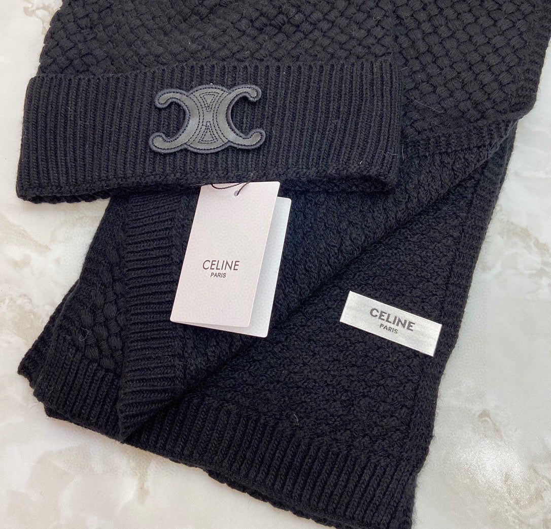 Ce*li*n cashmere hat and scarves