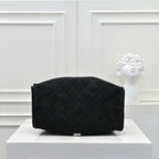 Quilted Hobo Bucket Bag — Vintage Black &amp; Gold