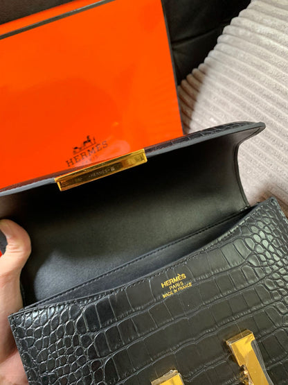 Crocodile-Patterned H*r*m Bag from the Constance Collection