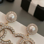 Luxury Crystal Logo Stud Earrings