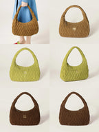 Quilted Suede-Lambskin Shoulder Bag