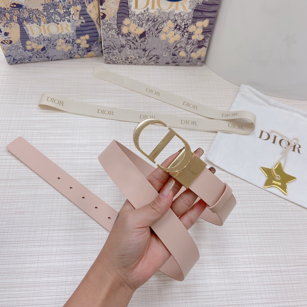 3.0cm Reversible Calfskin Leather Belt – Rotating Metal Buckle