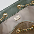 Quilted Hobo Bucket Bag — Vintage Black &amp; Gold