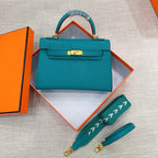 Kelly Palm-Grain Leather Structured Handbag
