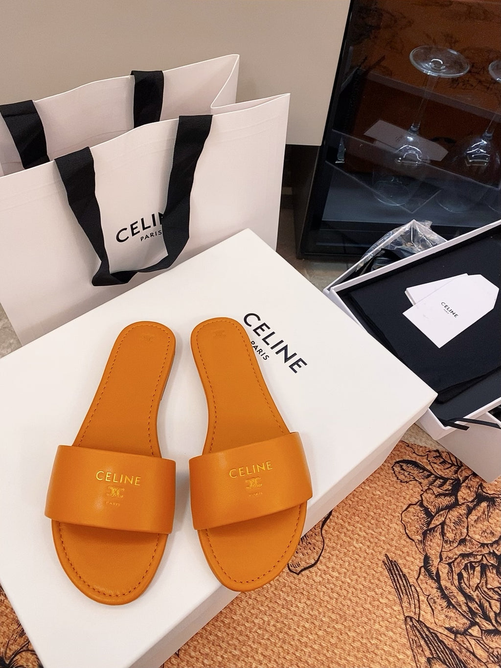 Triomphe Roman Slide Sandal | Lambskin | Italian Leather Sole