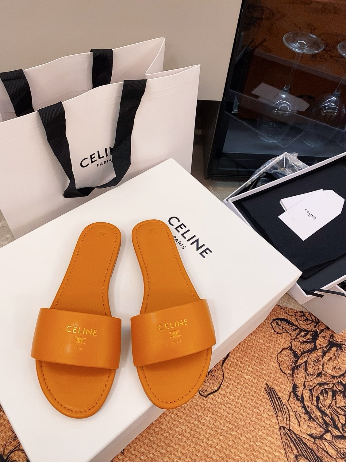 Triomphe Roman Slide Sandal | Lambskin | Italian Leather Sole