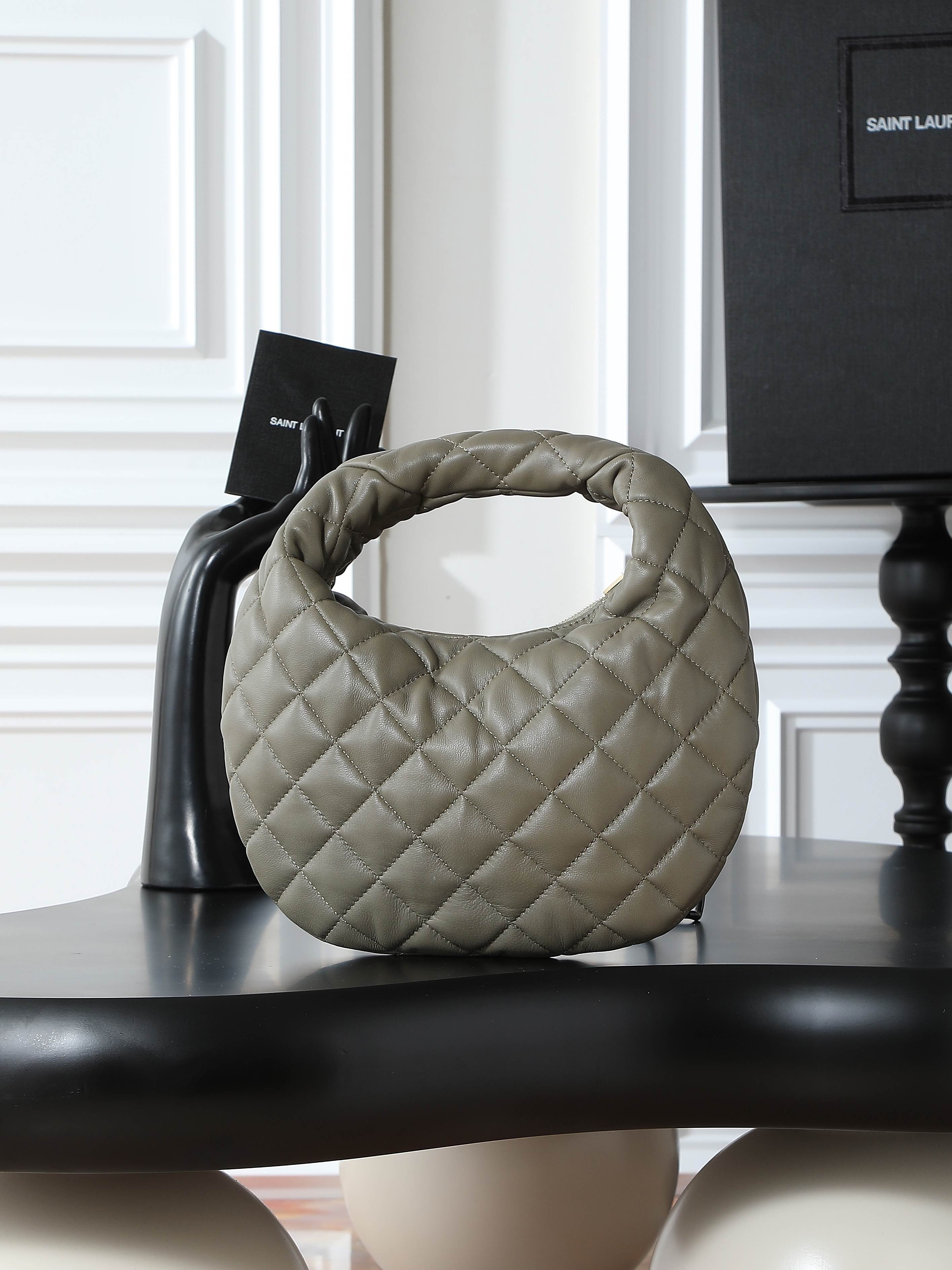 ICare Baby Pink Napa Leather Croissant Shoulder Bag