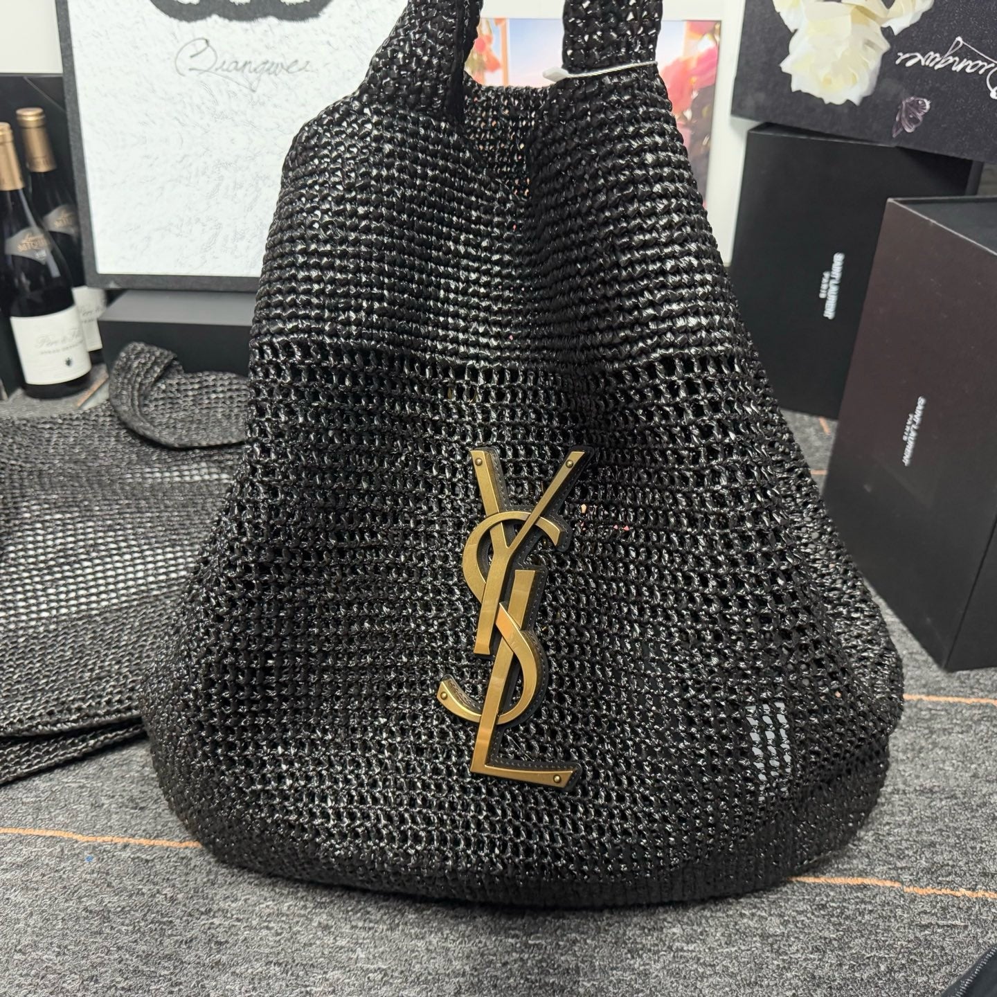 ICARE Woven Raffia Logo Tote (Premium Quality )