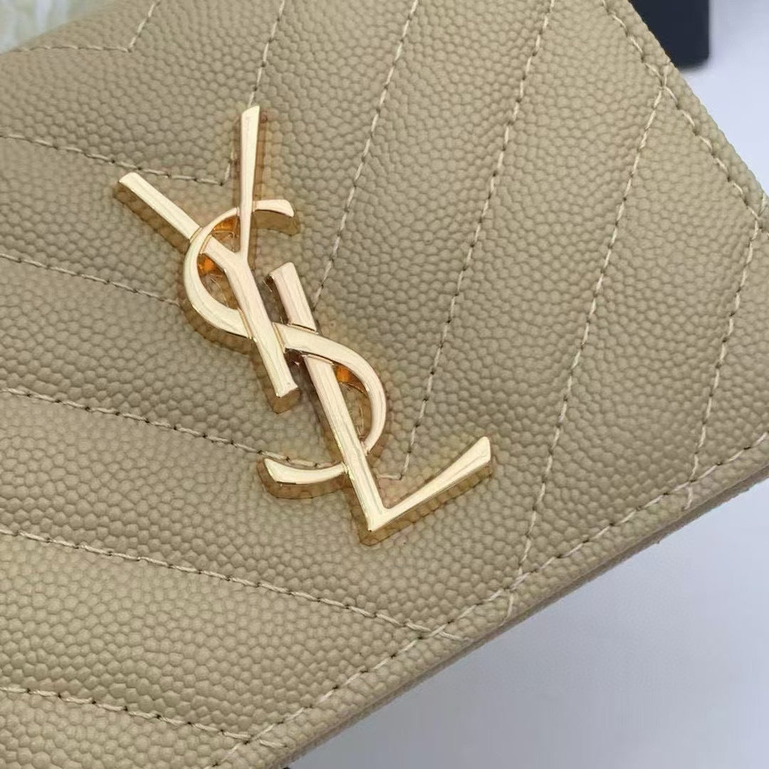 Y Compact Leather Bi-Fold Wallet