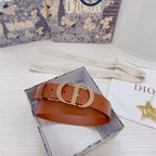 3.0cm Reversible Calfskin Leather Belt – Rotating Metal Buckle