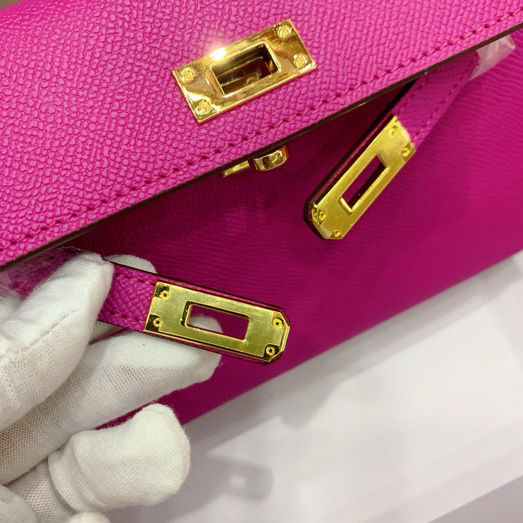 Kelly Palm-Grain Leather Structured Handbag