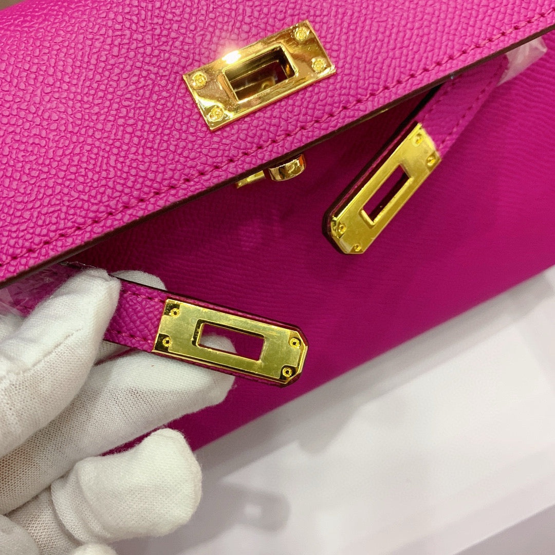 Kelly Palm-Grain Leather Structured Handbag