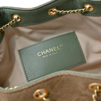 Quilted Hobo Bucket Bag — Vintage Black &amp; Gold